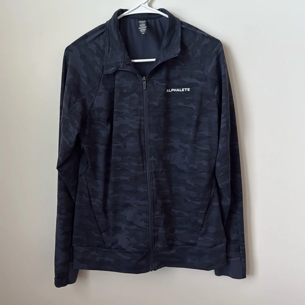 Alphalete Elite Pro Full‎ Zip Jacket Navy Blue Camo Mdnz Size Medium